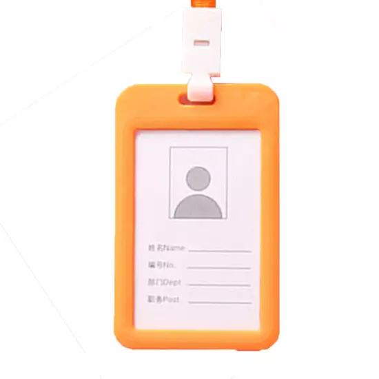 Double-Sided Plastic ID Card Holder Work Badge Wallet Neck Strap Lanyard❥