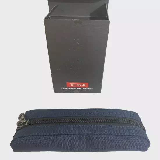 TUMI Accent Travel Accessory Small Modular Pouch Cord Bag Navy Blue Black Trim