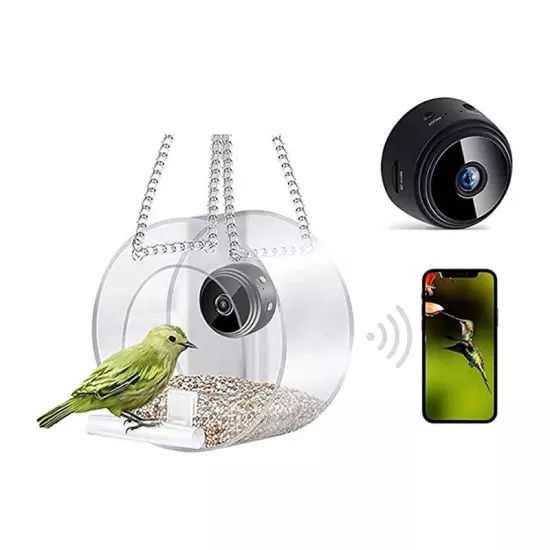  Bird House Pet Feeder Acrylic with Camera Home Pet Bird Feeder Transparent6725