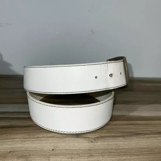 Kno The Quality Cowhide Leather Juliana Belt Men’s 40" White Silver Hardware