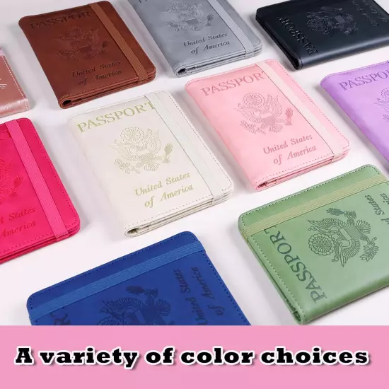 Premium Leather Passport Holder Covers Case Waterproof Rfid Blocking Wallet Pink