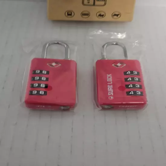 Lot Of 2 Sure Lock Travel Sentry TSA17021 Pink Suitcase Combination Locks