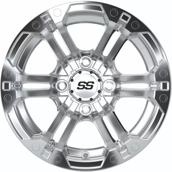 Set of 4 GTW 12" Specter Chrome Golf Cart Wheels on 23" Rogue All Terrain Tires