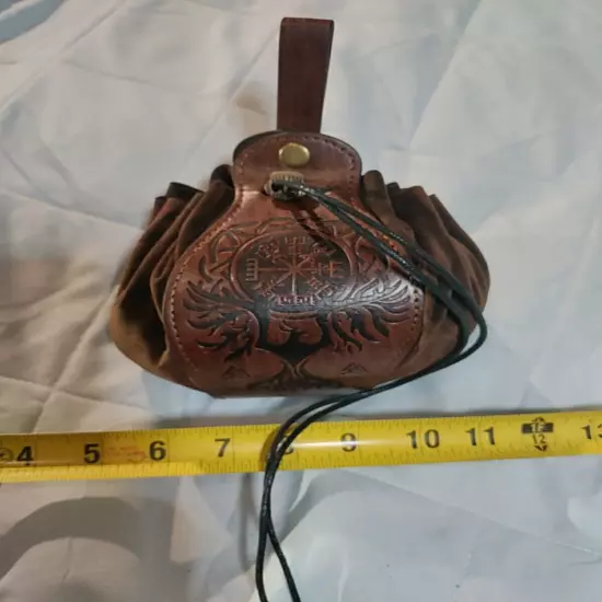 Renaissance Belt Pouch Medieval Leather Drawstring Purse Steampunk Fairy 