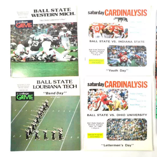 Lot of (15) Different 1977 to 1980 Ball State College Football Programs