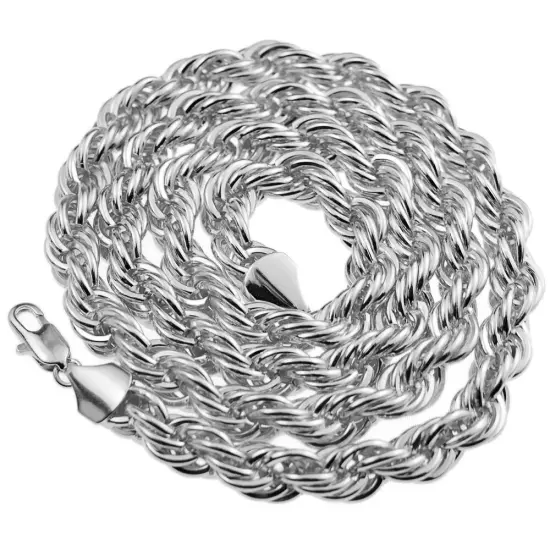 Rope Chain 10mm Thick 30" Inch Long Silver Platinum Tone Twisted Heavy Dookie