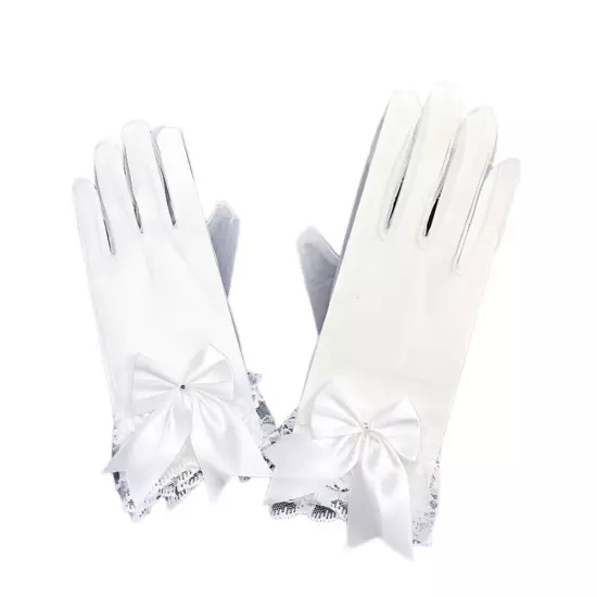 Women Short Bow Lace Floral Gloves Gothic Bride Wedding Mittens Sunscreen Gloves