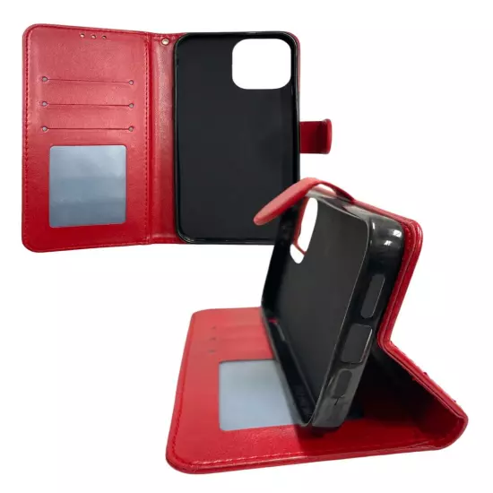 Flip Credit Card Holder Wallet Case for iPhone 13 Pro Max, Free Tempered Glass