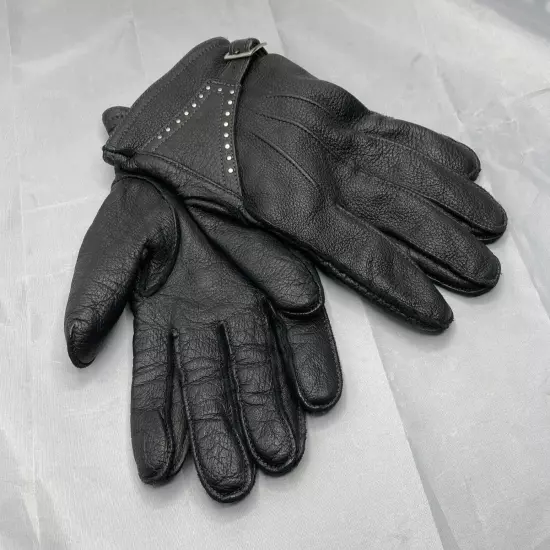 John Varvatos Deerskin Gloves L Cashmere Blend Lining Biker Look