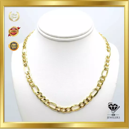 10K Yellow Gold Figaro Link 2mm-10.5mm Unisex Chains 14"-30" Fine Necklace NEW