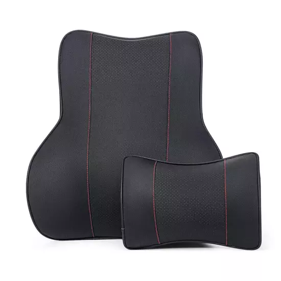 Car Seat Headrest Rest Neck Pillow PU Leather Car Neck Pillow Car Lumbar Support