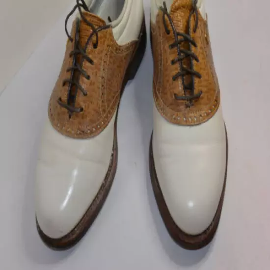 WOMEN'S FOOTJOY CLASSICS GOLF SHOES! WHITE W/BROWN TRIM! SOFT SPIKES! USA! 5 B