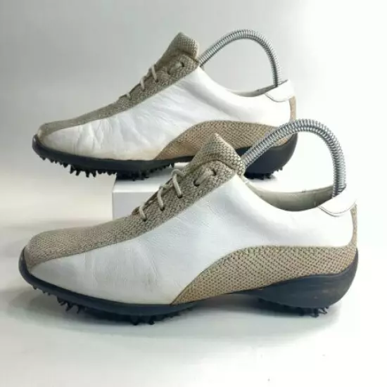 Footjoy LoPro Athletic Golf Shoe Womens Size 7 97208 White Tan Leather 