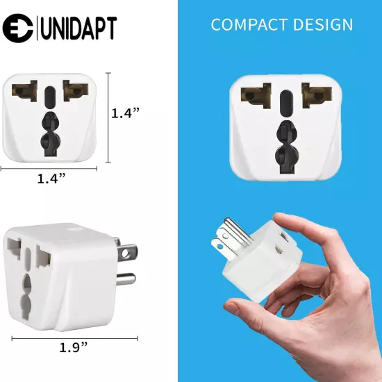 US Travel Plug Adapters - UK India EU to US Pin Converter, 3-Pack American Power