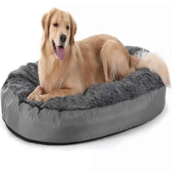 Luxury Faux Fur Dog Bed Orthopedic Memory Foam with Removable washable cover