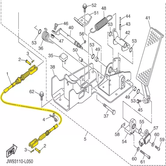 10L0L Golf Cart Brake Cable for Yamaha G29 Electric 2007-up,JW2-F6341-31