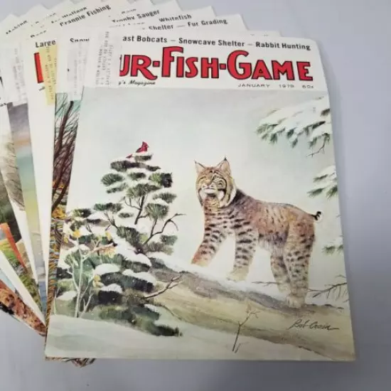 Vintage Fur Fish Game Magazine All 12 Issues of 1978 Articles Advertising Decor