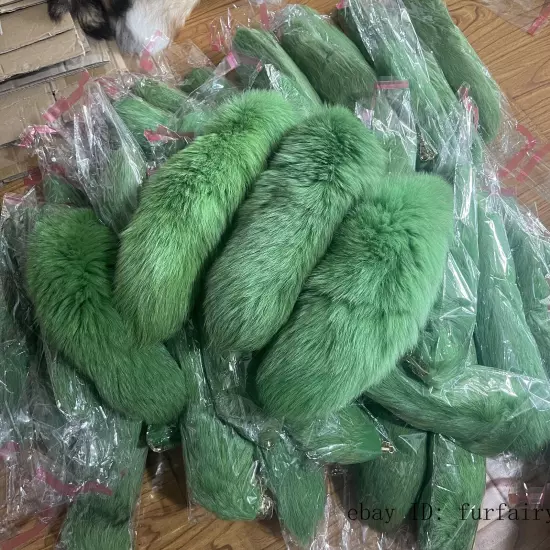 2/5/10 wholesale Dyed Color Real Blue Fox Tail Fur Keyring Pendant Cosplay Toy