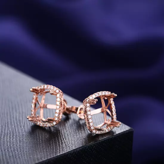 Cushion 11x8mm 0.6ct Natural Diamonds Engagement Wedding Earrings 14k Rose Gold