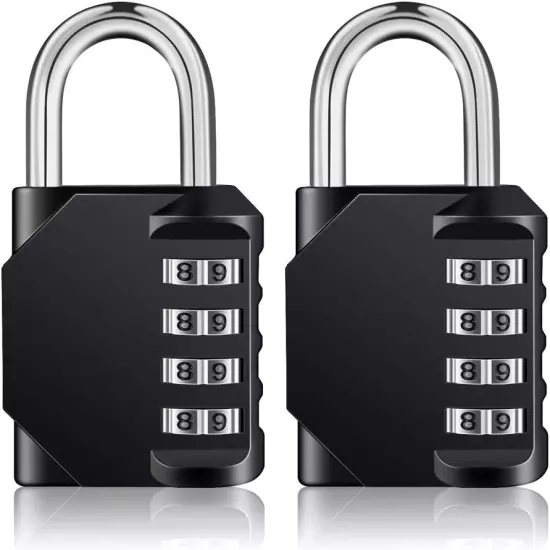 Lock, 4 Four-Digit Combination Padlock Outdoor, School Lock, Gym Lock and Black 