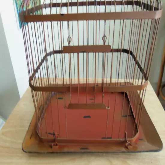 Vintage Metal WIRE BIRD CAGE Hanging or Table top