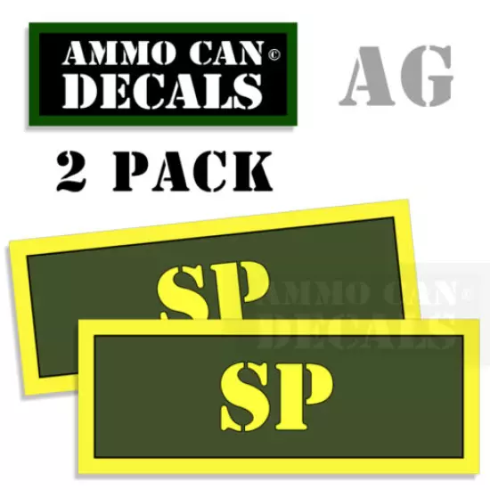 SP Ammo Can Labels Ammunition Decal Stickers 2 pack Army Green SPECIAL 3"x1.15"