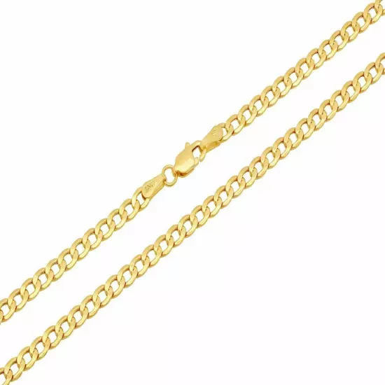 10k Yellow Gold Cuban Curb Link Chain Necklace 2.5mm-4.5mm Size 16"-30" Hollow