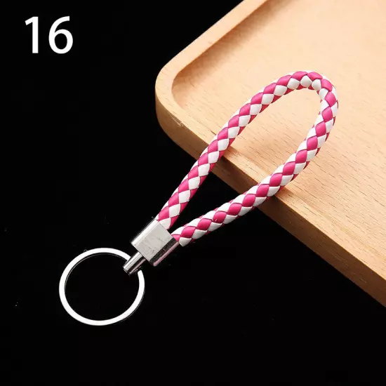 Wristlet Braided Car Keyring Leather Keychain Key Holder Weave Rope Strap Fob