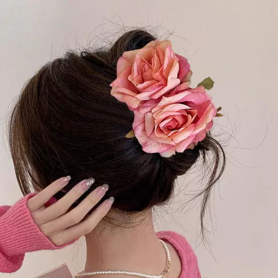 Simulation Flower Rose Hair Claw Headdress Hair Clip Claw Clamp Wedding *