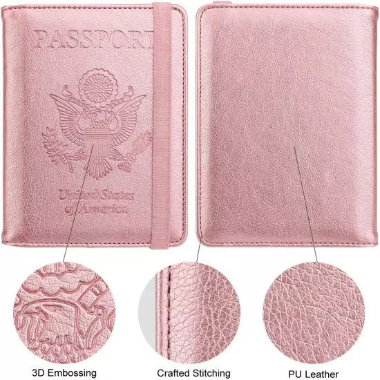 Passport Holder for Travel, RFID Passport Cover Wallet for Women Men, PU Leather