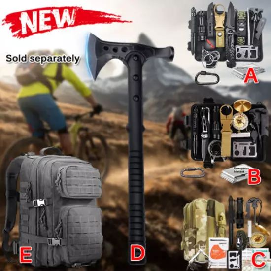 Tactical Backpack Survival Gear Kit Camping Hunting Axe EDC Tools for Outdoor