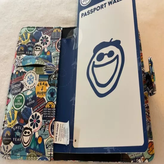 LIFE IS GOOD PASSPORT CASE TRAVEL WALLET NWT