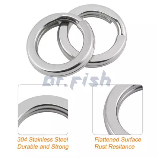 100pcs Fishing Split Ring 60-450Lb Heavy Duty Stainless Steel Big Game Saltwater