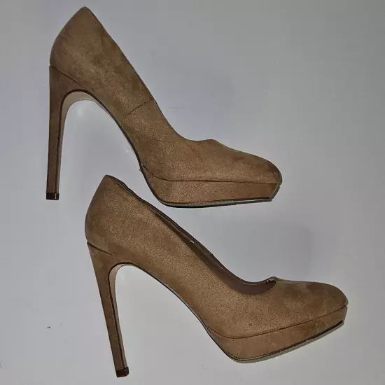 forever 21 suede brown beige heels 4.5 inch