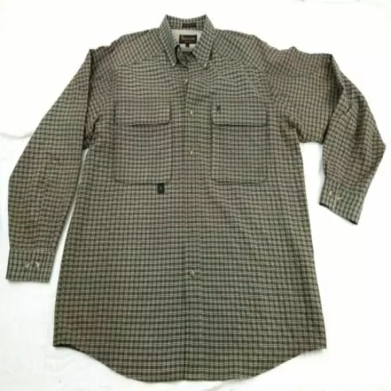 Mens BROWNING Brown Plaid RBO Travel Gear Vented Long Sleeve XL Button