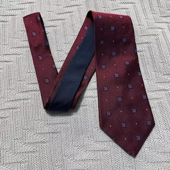 Tommy Hilfiger maroon geometric floral silk tie