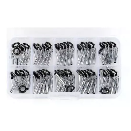 50 Pcs Sea-Fishing Rod Pole Guide Tip Top Line Rings Repair Eyes Steel Kits