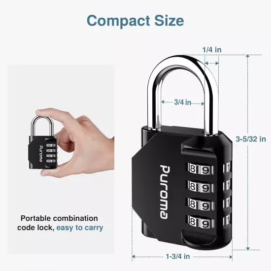 2 Pack Combination Lock 4Digit Locker Lock Outdoor Padlock for School Gym(Black)