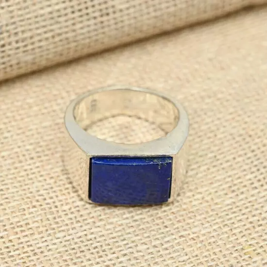 Lapis Lazuli Men's Ring 925 Sterling Silver Statement Unisex Ring All Size B23