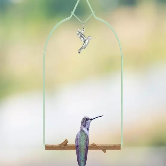 Charm Hummingbird Swing Teal - Perfect Bird Perch for Small Wild Birds, Hummingb