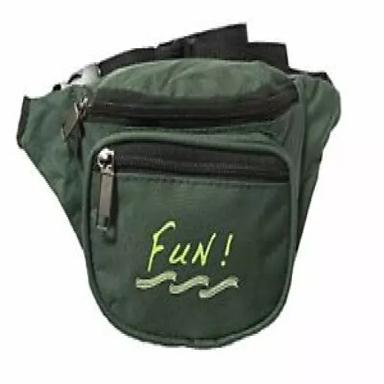 10 Pk Yens 3 Zippered Fanny Pack w/ Fun Logo, Hunter Green