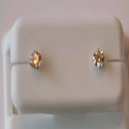 REAL 10kt Gold Stud Earring Mens Women Kids Genuine 10k Yellow Gold with Stone