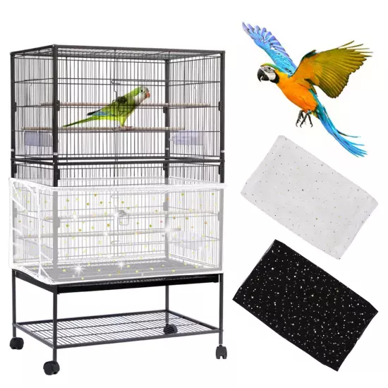 2Pcs Bird Cage Cover, Adjustable Bird Cage Seed Catcher, Large Soft Nylon Mes...