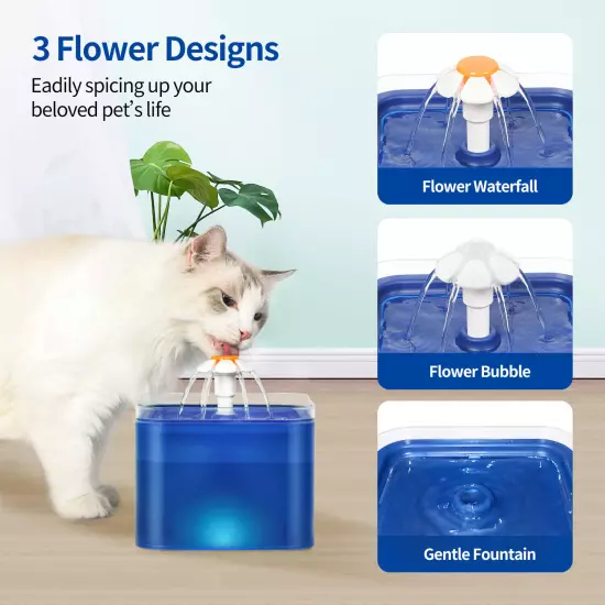 LED Electric Pet Cat Dog Automatic Water Fountain Pet Drinking Dispenser Bowl 2L