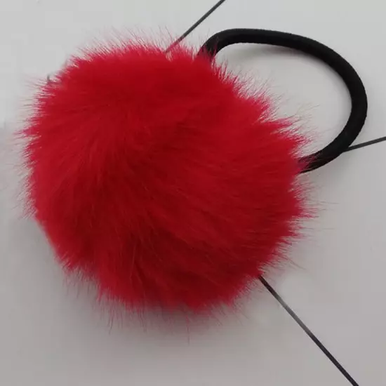 2/1PCS 6/5cm Fluffy Pompom Elastic Hair Ties Bobbles Fur Ball Ponytail Band