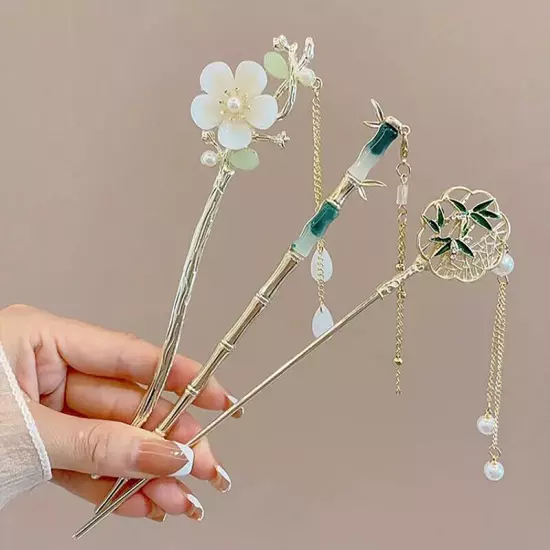 Classic Chinese Hair Stick Pins Butterfly Flower Handmade Hairpins Charm Jew WY4