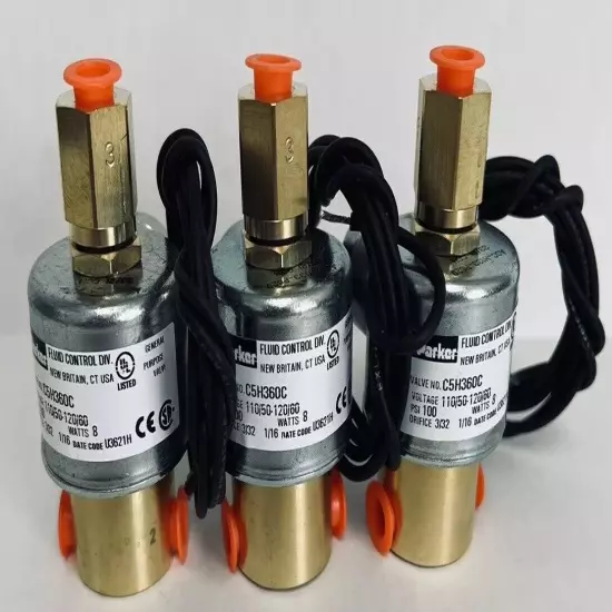 3ea Parker C5H360C Skinner 3 Way Solenoid Valve w/ Coil 100psi 110v 8 Watts