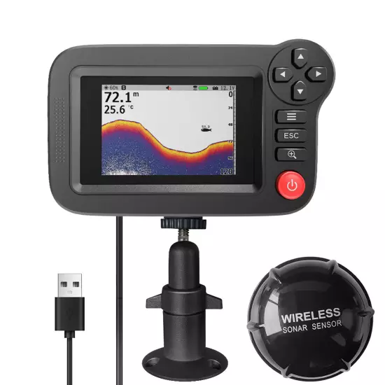 Underwater Depth Sounder With Fishing Detector 3.5" Wireless Sonar Fish Finder