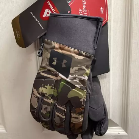 Under Armour Windstopper UA Hunt Gloves Mid Season Forest Camo Gore-Tex NWT - L