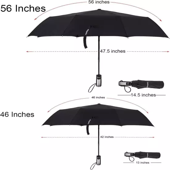 46" Large Umbrella Automatic Open & Close, Anti-UV & Windproof Fiberglass Ribs